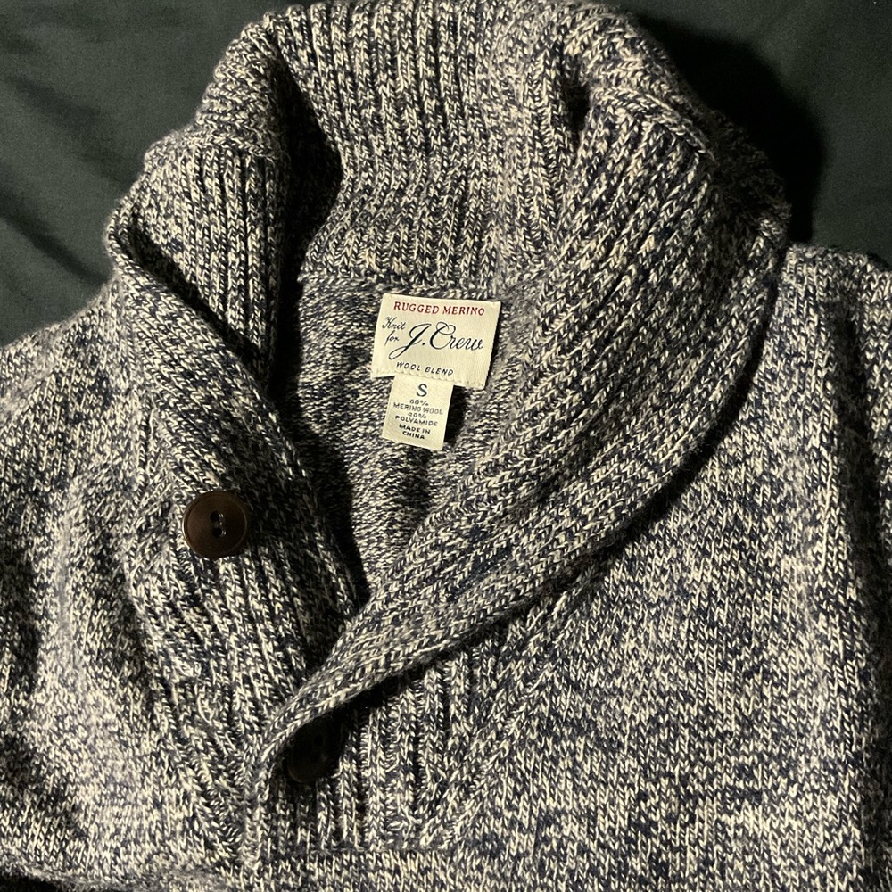 J. Crew Men's Merino Black and White Cardigan